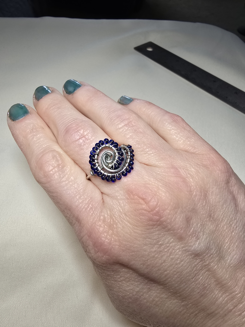🌟3 for $18!🌟Handcrafted Blue Spiral Wire-Wrapped Ring